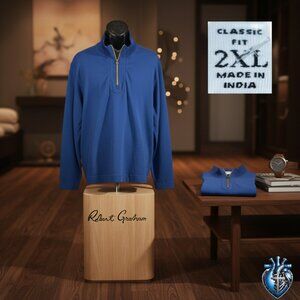 Robert Graham Curson Quarter Zip Pullover Men’s 2XL Navy Cotton NWT